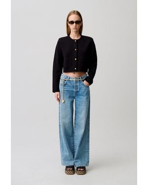 Claudie Pierlot Wide-Leg Washed Denim Jeans - Blue