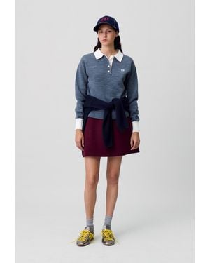 Claudie Pierlot Short Straight Wool Skirt - Blue
