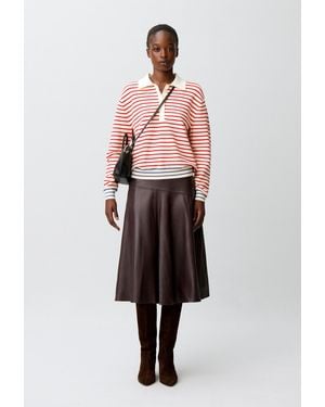 Claudie Pierlot Mid-Length Leather Skirt - Pink