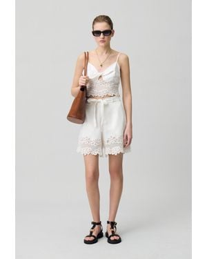 Claudie Pierlot Kurze Weite Bestickte Shorts - Weiß