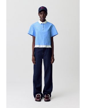 Claudie Pierlot Top Mit Bubikragen - Blau