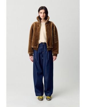 Claudie Pierlot Veste Fausse Fourrure - Bleu