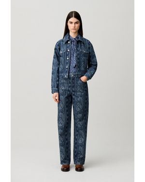 Claudie Pierlot Printed Straight Denim Jeans - Blue