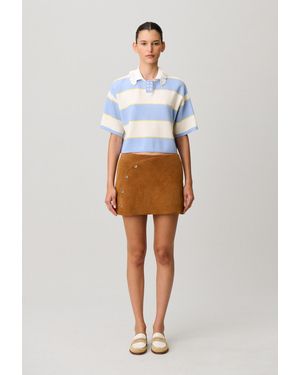 Claudie Pierlot Striped Knit Polo - White