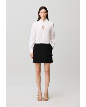 Claudie Pierlot Straight Flared Skirt Satin Bows - White