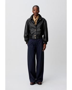 Claudie Pierlot Leather Bomber Jacket - Blue