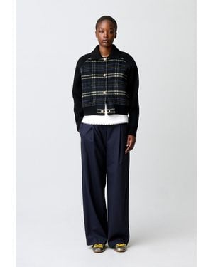 Claudie Pierlot Striped Bi-Material Jacket - Blue