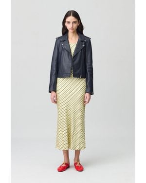 Claudie Pierlot Grained Leather Jacket - Blue
