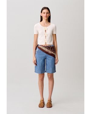 Claudie Pierlot Striped Short-Sleeved Jumper - Blue