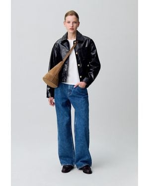 Claudie Pierlot Aged Patent Leather Jacket - Blue