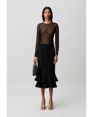Claudie Pierlot Long-Sleeved Lace T-Shirt - Black