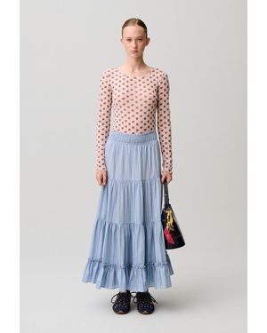 Claudie Pierlot Long Striped Skirt - White