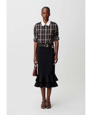 Claudie Pierlot Flared Ruffled Midi Skirt - White
