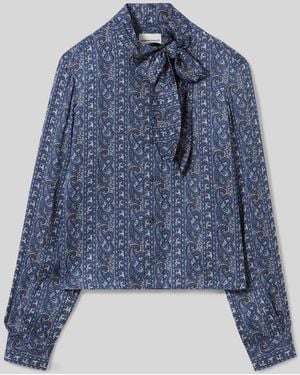 Claudie Pierlot Printed Pussy-Bow Shirt - Blue