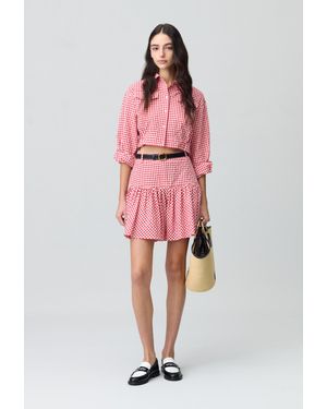 Claudie Pierlot Jupe Courte Carreaux Vichy - Rouge