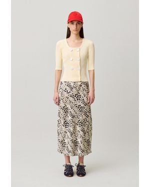 Claudie Pierlot Round Neck Knitted Cardigan - Natural