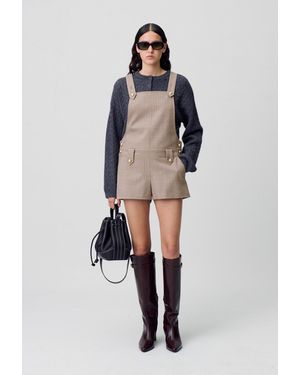 Claudie Pierlot Karierter Latz-Overall-Shorts - Blau