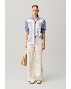 Claudie Pierlot Cp Embroidered Denim Jeans - Natural