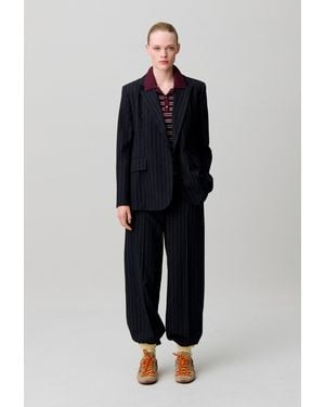Claudie Pierlot Striped Wool-Blend Jacket - Blue