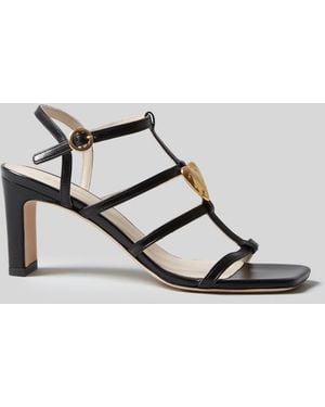 Claudie Pierlot Leather Heart Heel Sandals - White