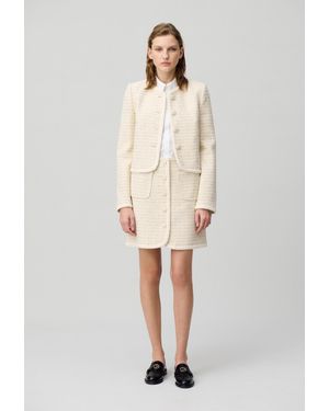 Claudie Pierlot Jupe Courte Tweed Boutonnée - Neutre