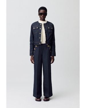 Claudie Pierlot Denim Jacket With Faux Fur - Blue