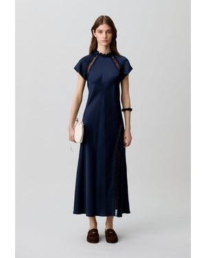 Claudie Pierlot Satin Victorian Collar Dress - Blue