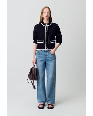Claudie Pierlot Two-Tone Chunky Cardigan - Blue