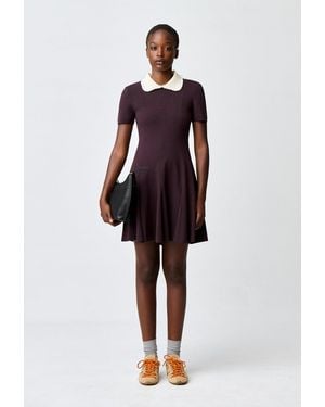 Claudie Pierlot Robe Patineuse Maille Col Chemise - Multicolore