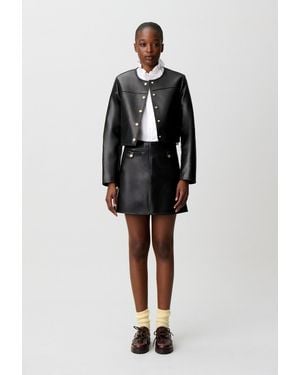 Claudie Pierlot Short Leather Skirt - Black