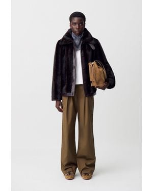 Claudie Pierlot Manteau Fausse Fourrure - Bleu