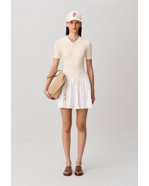 Claudie Pierlot Robe Bi-Matière Courte - Blanc