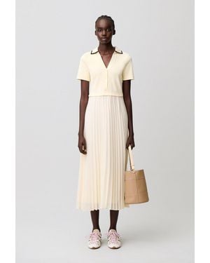 Claudie Pierlot Trompe-L'Ail Bi-Material Dress - Natural