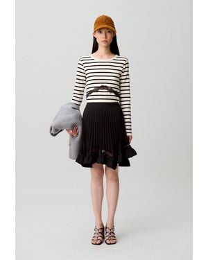Claudie Pierlot Jupe Plissée Courte Avec Dentelle - Noir