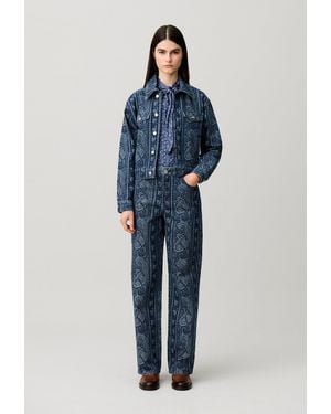 Claudie Pierlot Printed Straight Denim Jeans - Blue