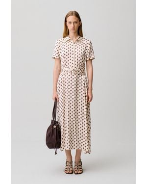 Claudie Pierlot Floral Print Satin Dress - Natural