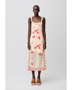 Claudie Pierlot Floral Embroidered Midi Dress - White