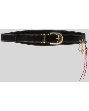 Claudie Pierlot Leather Eyelet Belt With Charms - Grey