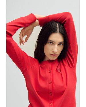 Claudie Pierlot Roter Baumwoll-Cardigan Mit Spitzenherz