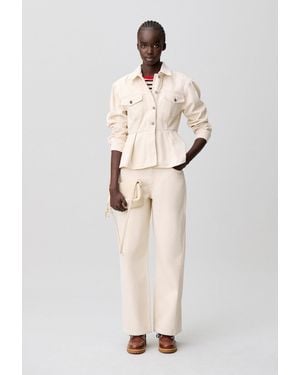 Claudie Pierlot Long-Sleeved Ecru Denim Jacket - Natural
