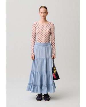 Claudie Pierlot Long Striped Skirt - White