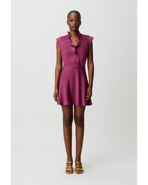 Claudie Pierlot Satin Ruffle Collar Dress - Red