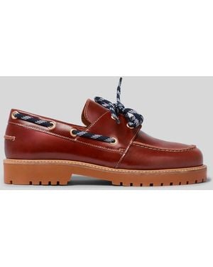 Claudie Pierlot Belem Leather Boat Shoes - Red