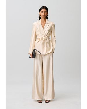 Claudie Pierlot Veste Tailleur Tissu Satiné - Neutre
