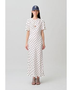 Claudie Pierlot Satin Polka Dot Maxi Dress - White