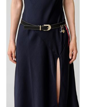 Claudie Pierlot Leather Eyelet Belt With Charms - Grey