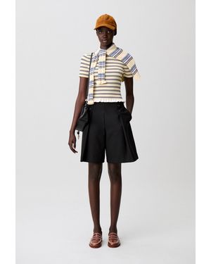 Claudie Pierlot Striped Ruffle Top - White