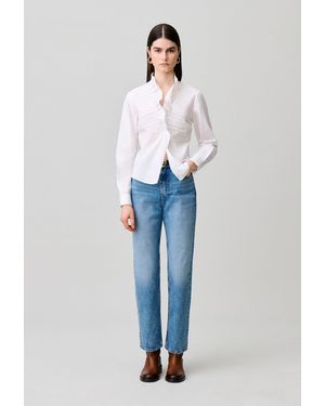 Claudie Pierlot Poplin Top With Ruffled Collar - Blue
