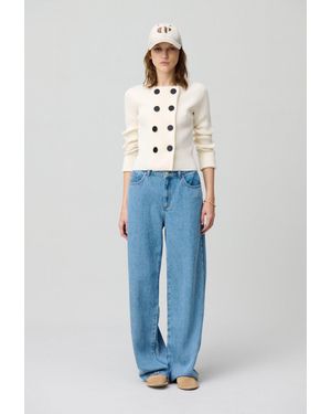 Claudie Pierlot Cardigan Laine Mélangée Boutonné - Bleu