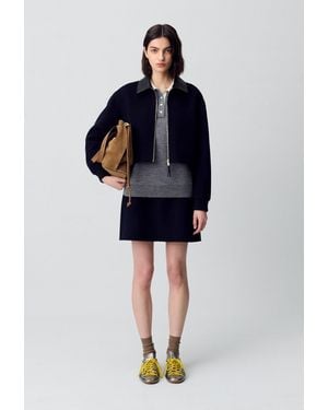 Claudie Pierlot Short Straight Wool Skirt - Blue
